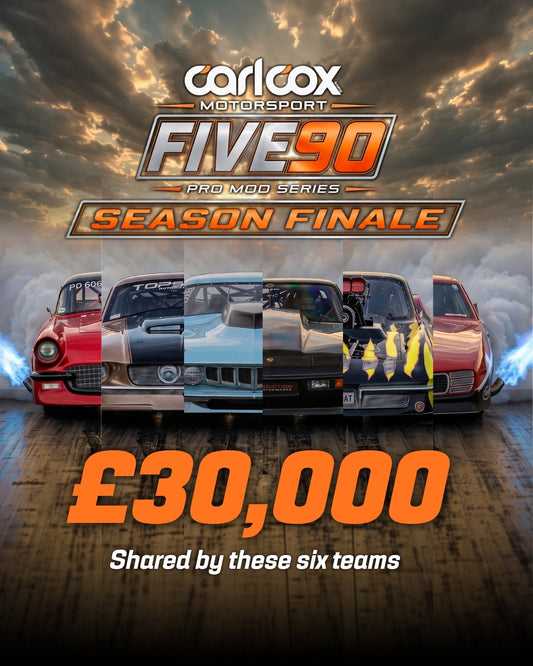 Carl Cox's inaugural FIVE90 Pro Mod drag racing series reaches its finale at Santa Pod this week